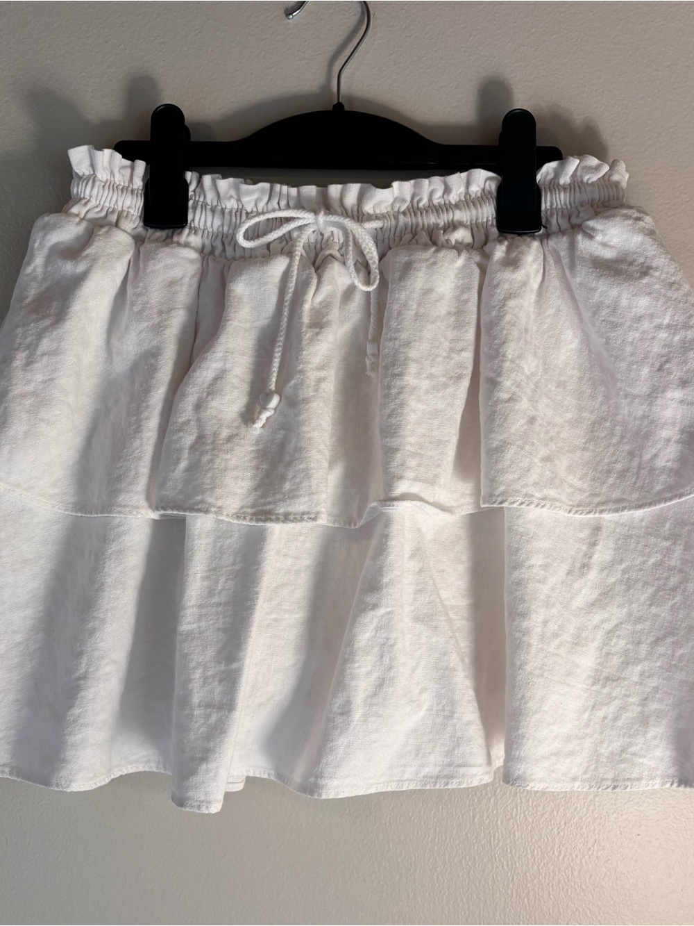 Stoney Clover for Target White Tiered Linen Blend Mini Skirt with Elastic Waist